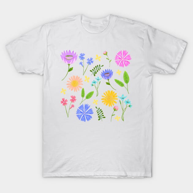 Wild flowers print T-Shirt by Papergrape